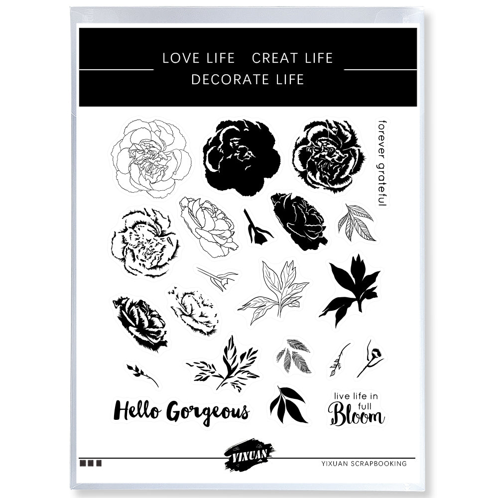 Blooming Roses Flowers Cutting Dies And Stamp Set YX649-S+D