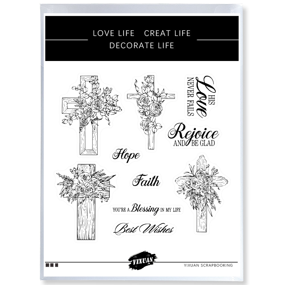 Flowers Floral Cross Cutting Dies And Stamp Set YX552-S+D
