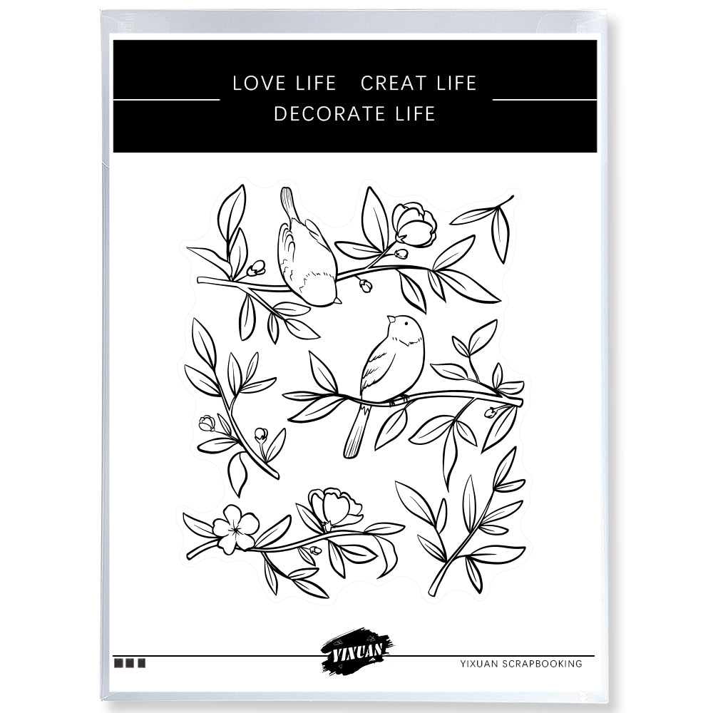 Sparrow Birds On Branches Clear Stamp YX623-S