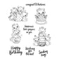 Cute Cats kitty & Cake Happy Birthday Clear Stamp YX573-S