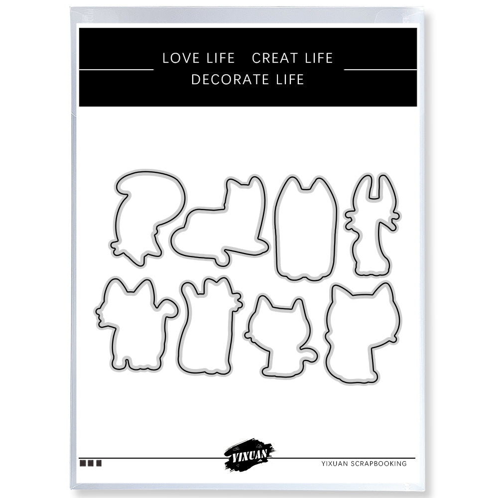 Cartoon Cute Big Eyes Cats Cutting Dies And Stamp Set YX502-S+D
