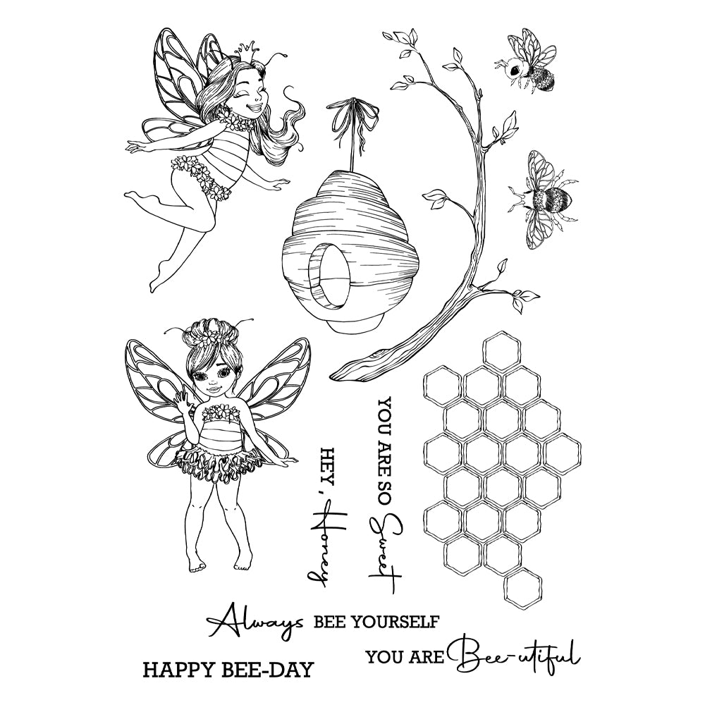 Sweet Honey And Bee Girl Fairy Clear Stamp YX1131-S