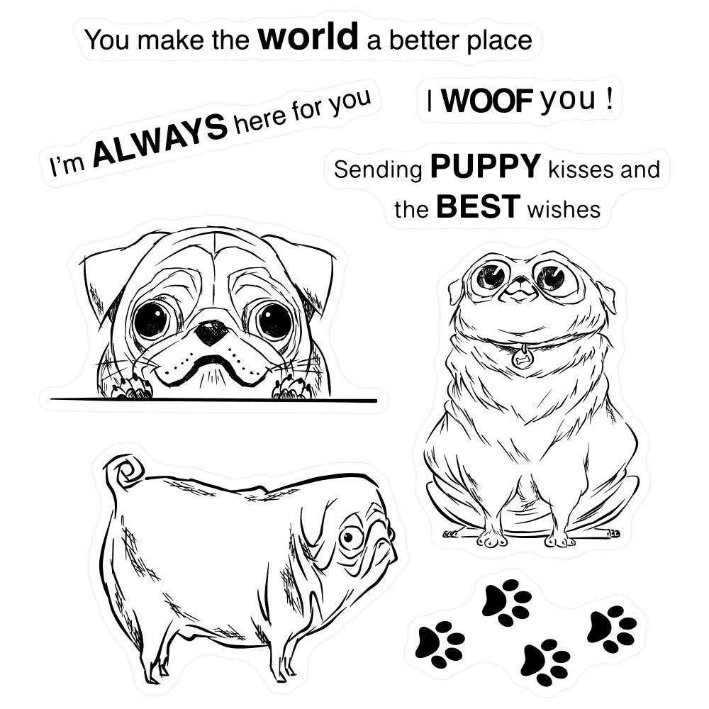 Cute Cartoon Pet Dogs And Paws Clear Stamp YX858-S