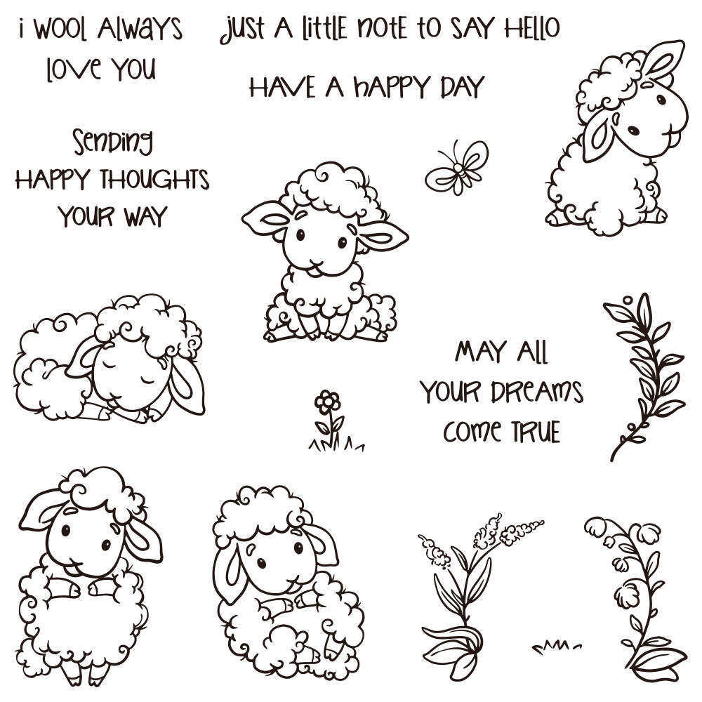Cute Little Lamb Sheep Clear Stamp YX973-S