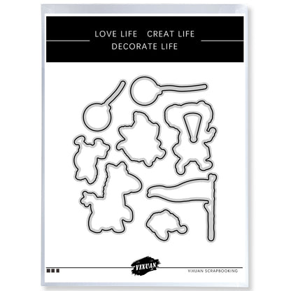 Lovely Girl And Animals Cutting Dies And Stamp Set YX500-S+D