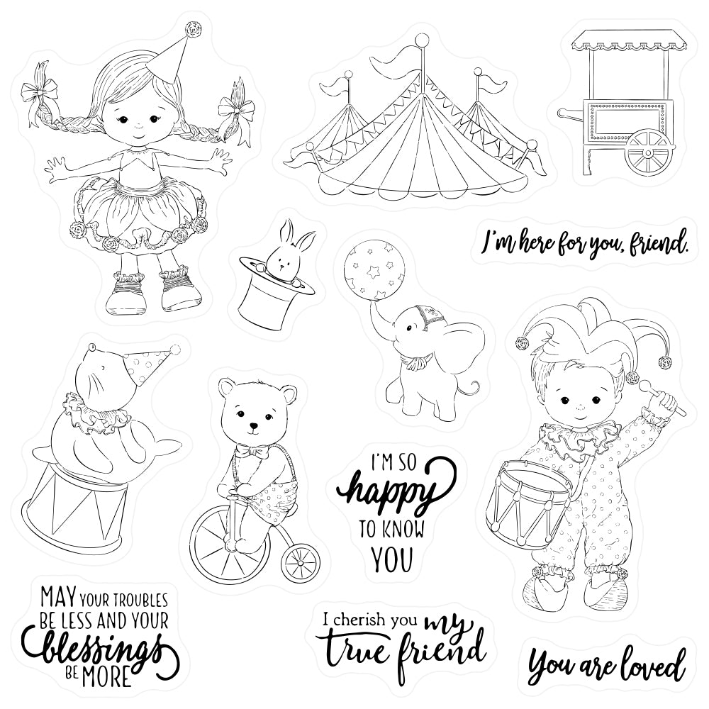 Adorable Boys Girls And Animals In Circus Clear Stamp YX646-S