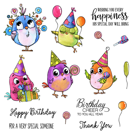 Birds Sparrow Celebration Birthday Wishes Cutting Dies And Stamp Set YX562-S+D