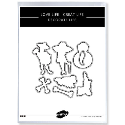 Halloween Skull Skeleton Gentleman Cutting Dies And Stamp Set YX664-S+D