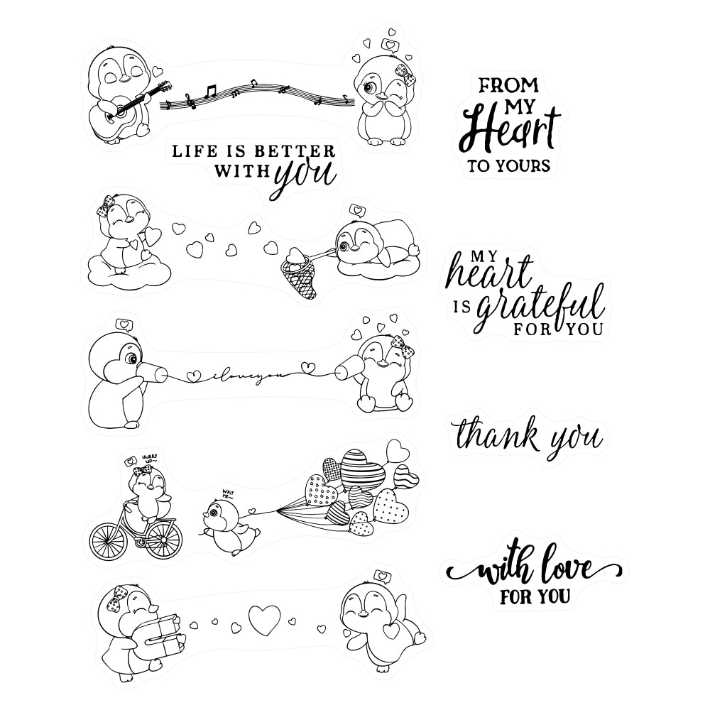 2022 Winter Penguins And Hearts Clear Stamp YX574-S