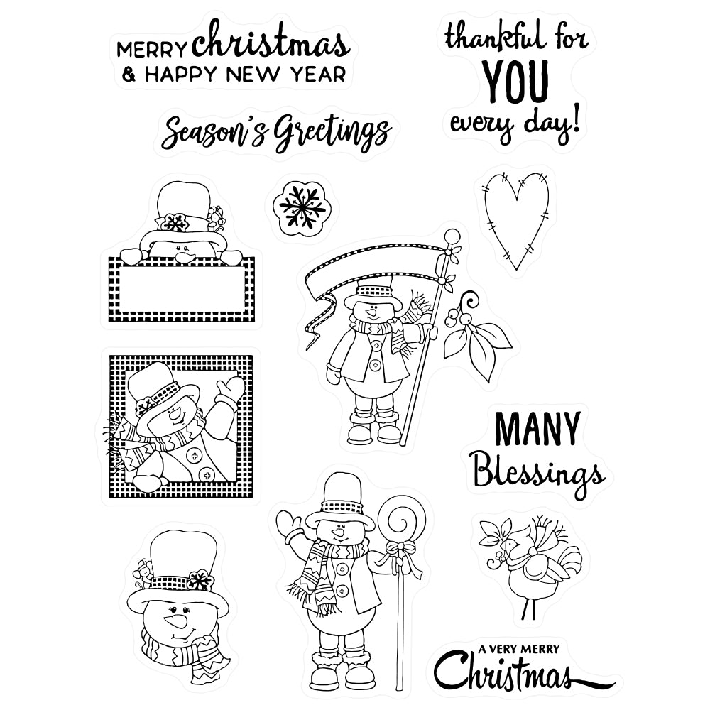 2022 Winter Cute Christmas Snowman Clear Stamp YX775-S