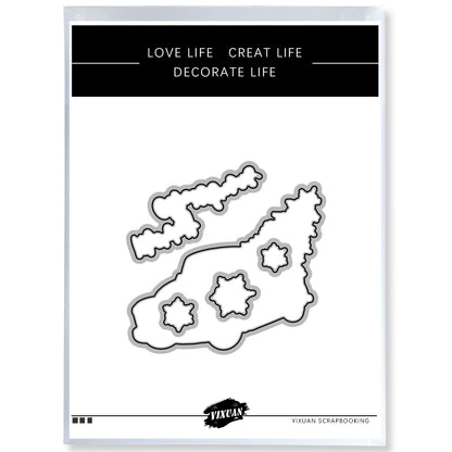 Winter Christmas Trees On Car Decor Cutting Dies And Stamp Set YX717-S+D