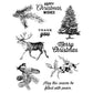 Vintage Winter Christmas Tree And Reindeer Clear Stamp YX782-S