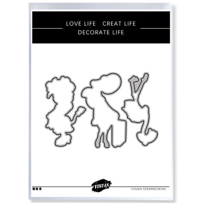 Cute Funny Animal Lady Cutting Dies And Stamp Set YX581-S+D