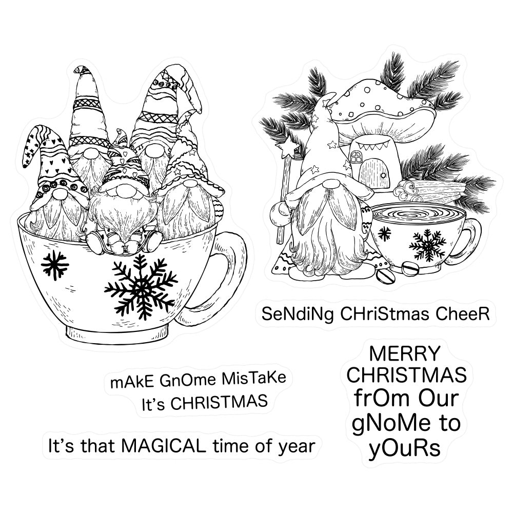 Cute Christmas Gnome Coffee Mugs Clear Stamp YX792-S