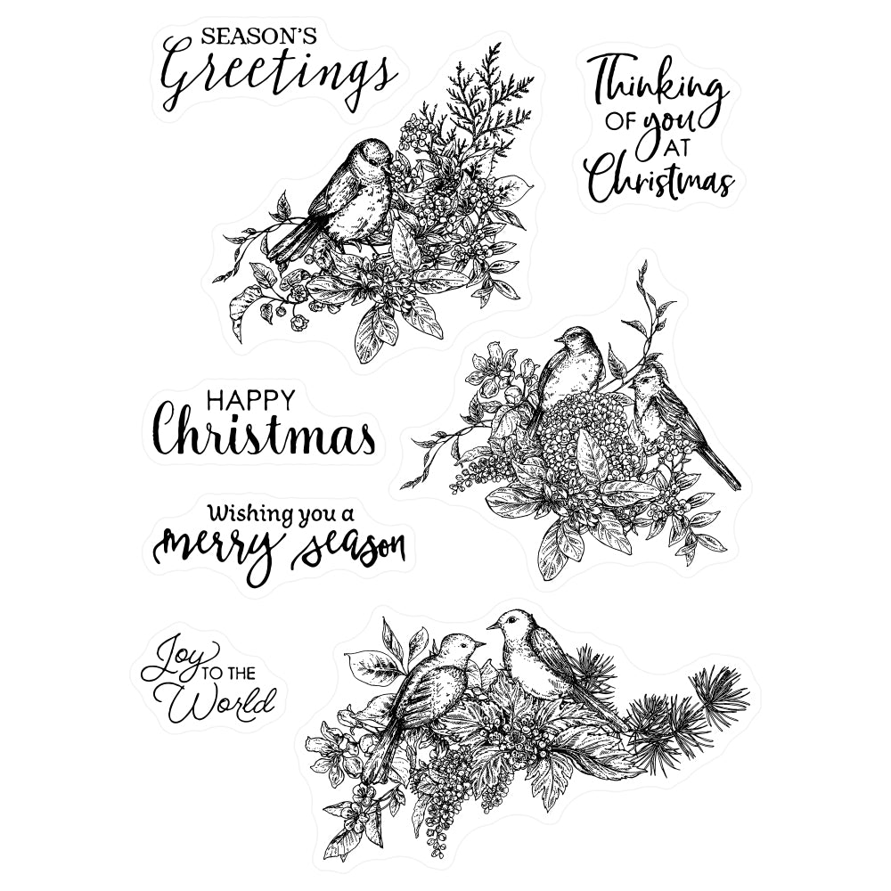 2022 Winter Merry Christmas Cute Sparrow Birds Clear Stamp YX735-S