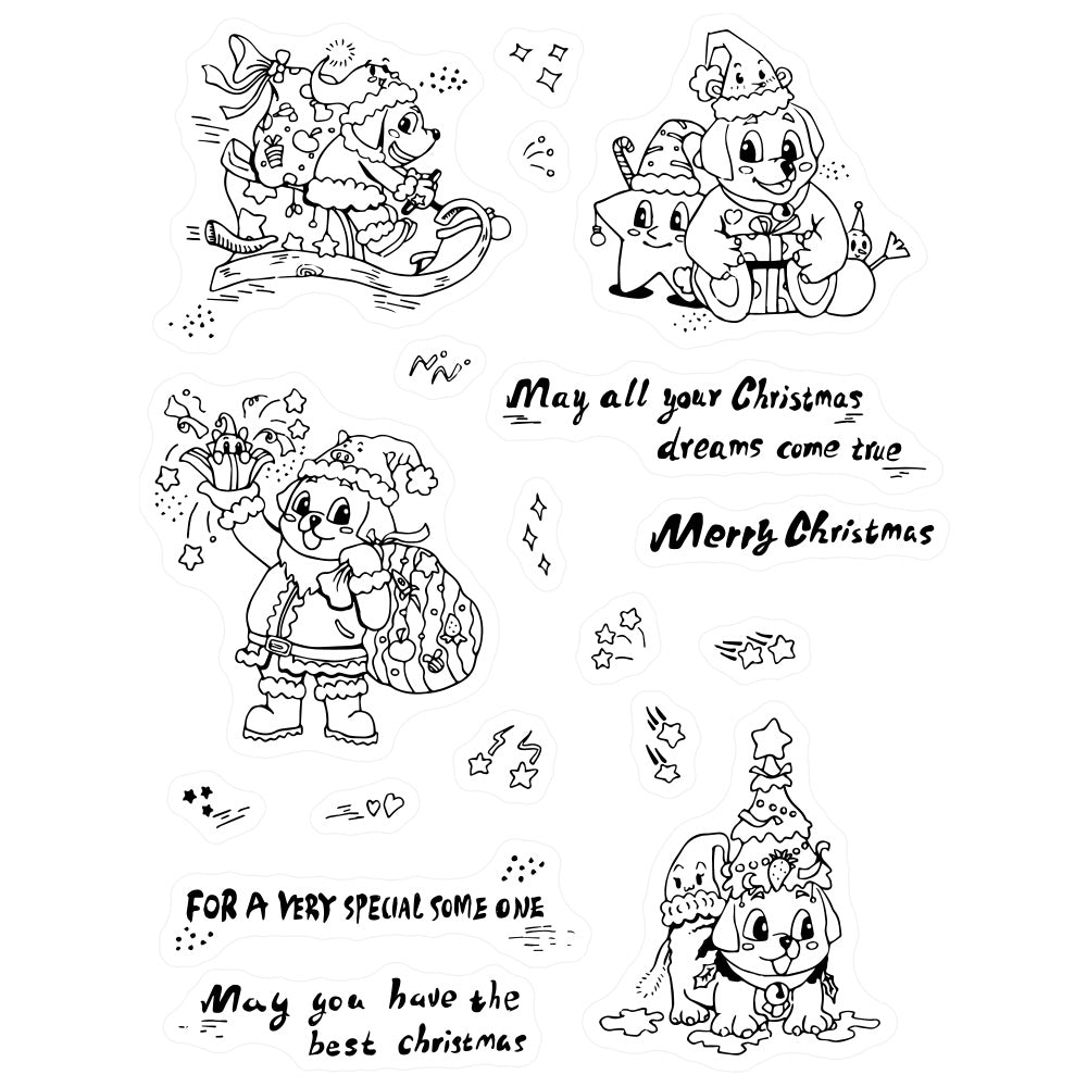Cute Pet Dogs Christmas Cutting Dies And Stamp Set Xmas Snata Claus Doga YX015-S
