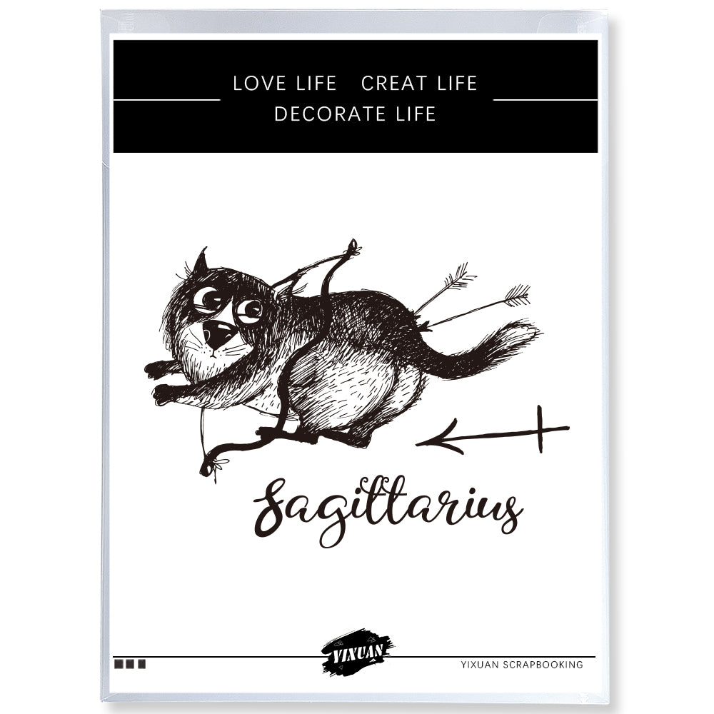 Cute Funny 12 Constellation Cat Cutting Dies And Stamp Set YX960-YX971