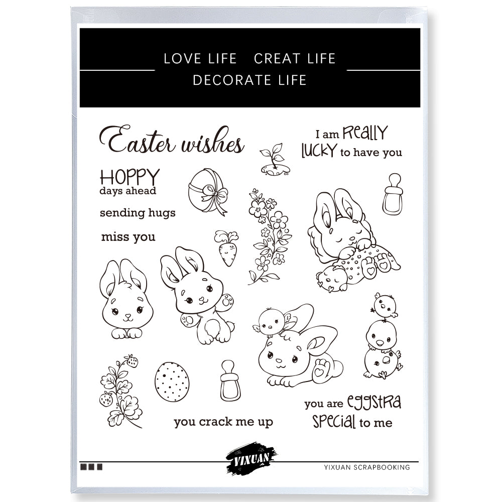 Easter Series Cute Rabbits And Chicks Cutting Dies And Stamp Set YX972-S+D