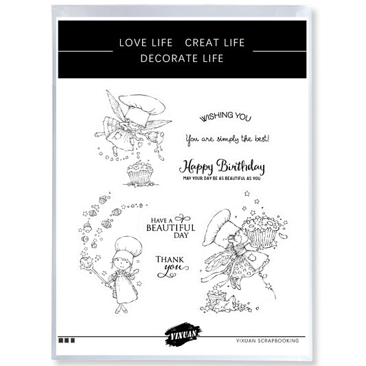 Cute Little Fairy Pastry Love Cake Happy Birthday Clear Stamp YX653-S