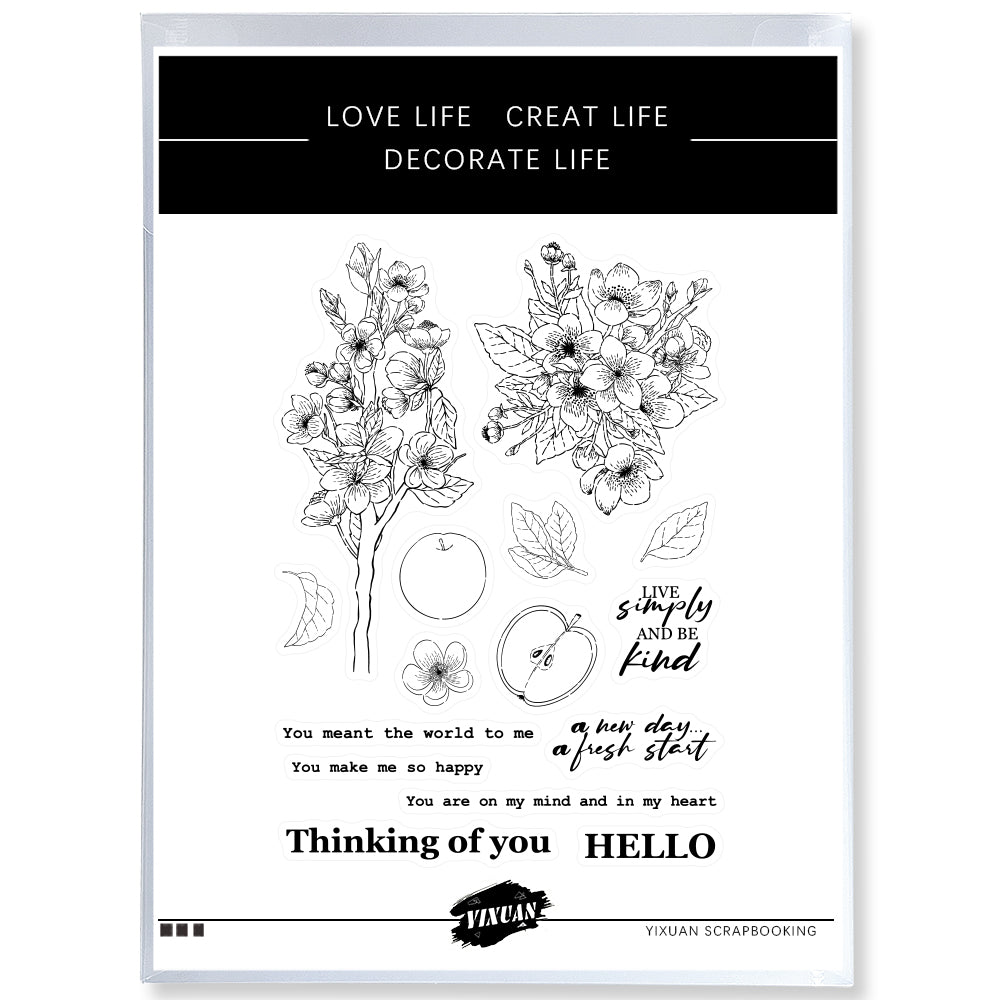 Blooming Flowers And Apple Clear Stamp YX859-S