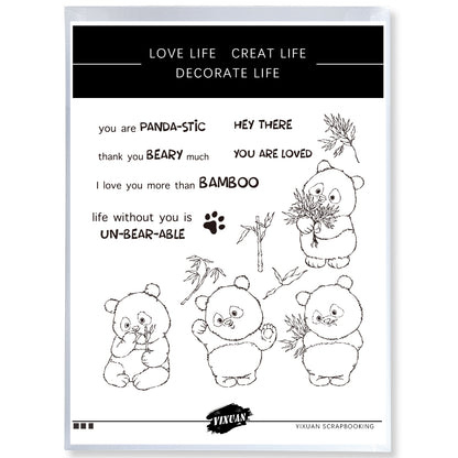 Kawaii Panda And Bamboo Cutting Dies And Stamp Set YX1002-S+D