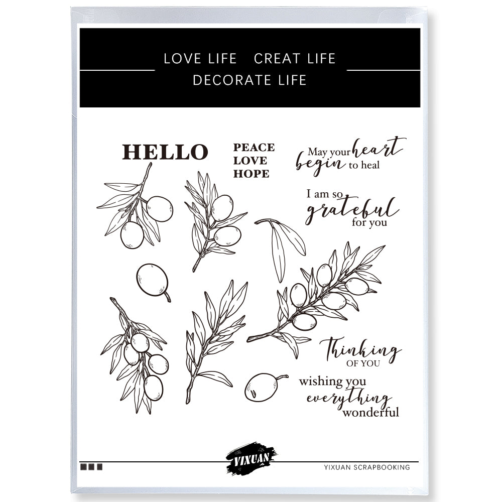 Nature Olive Branches And Leaves Clear Stamp YX934-S