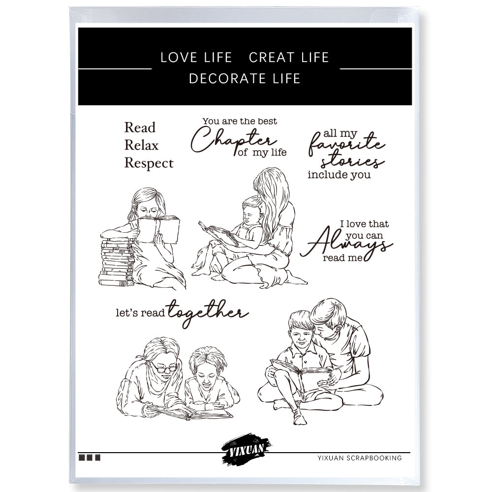 Love Family Reading Books Cutting Dies And Stamp Set YX933-S+D