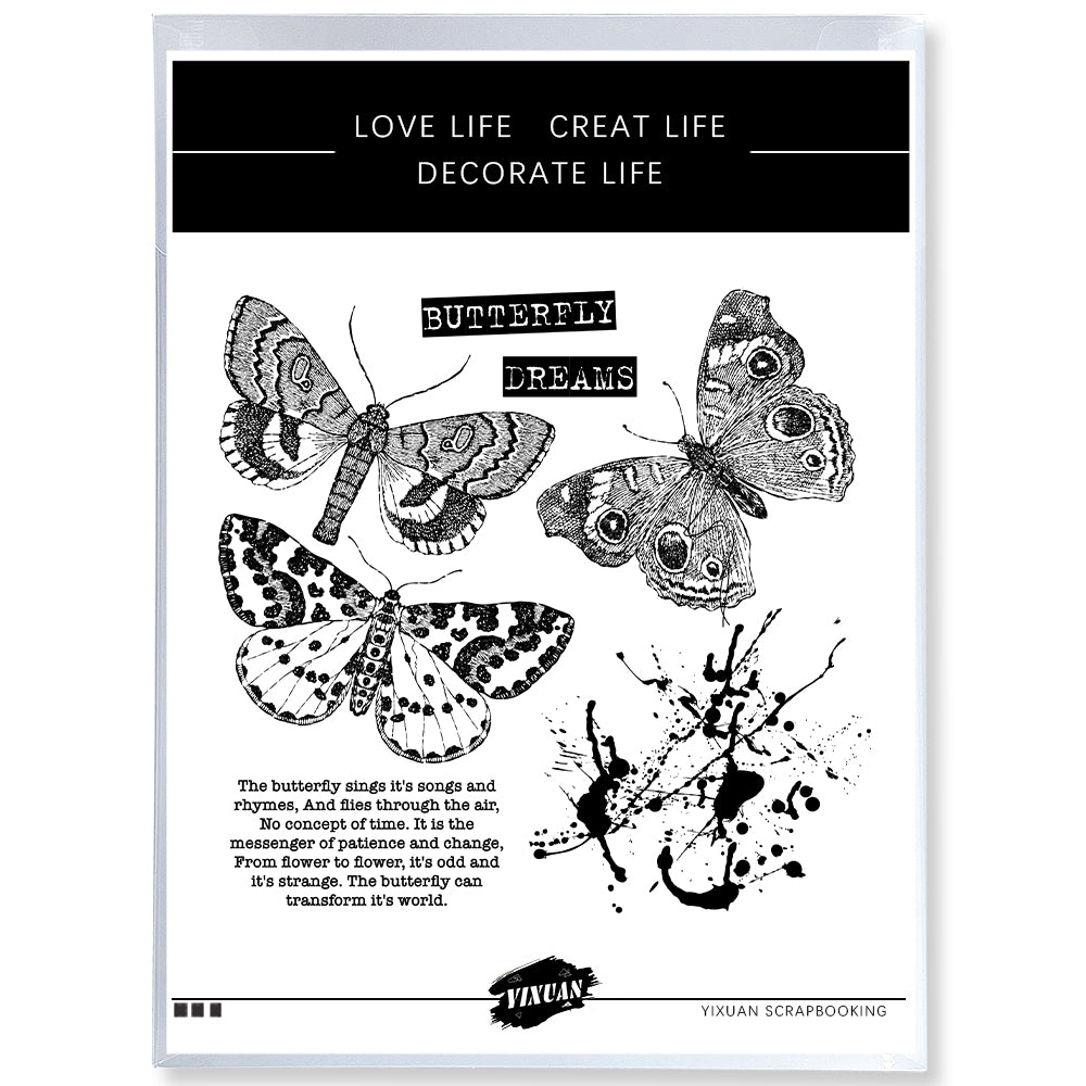 Nature Beautiful Butterfly Retro Vintage Clear Stamp YX1106