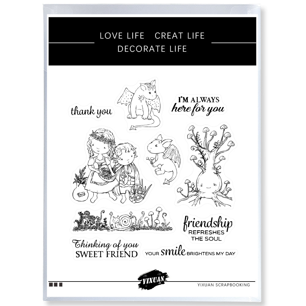 Lovely Animals Kids And Great Friendship Cutting Dies And Stamp Set YX554-S+D