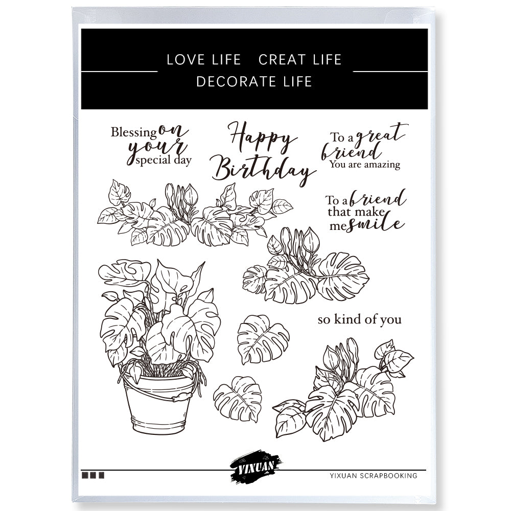 Spring Series Plants Leaves Cutting Dies And Stamp Set YX935-S+D