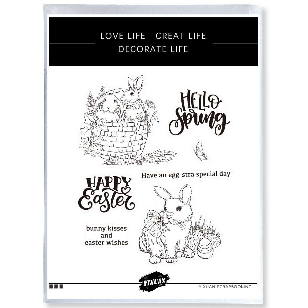 Happy Easter Eggs And Rabbits Clear Stamp YX898-S