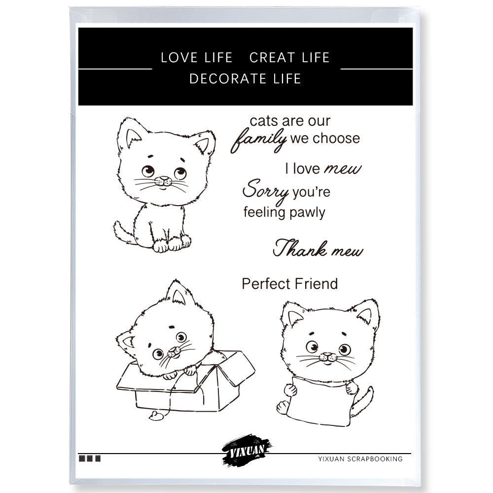 Cute Pet Cats Little Kitty Cutting Dies And Stamp Set YX1001-S+D