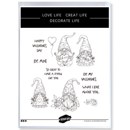 Love Valentine's Day Series Cute Gnome And Hearts Cutting Dies And Stamp Set YX928-S+D