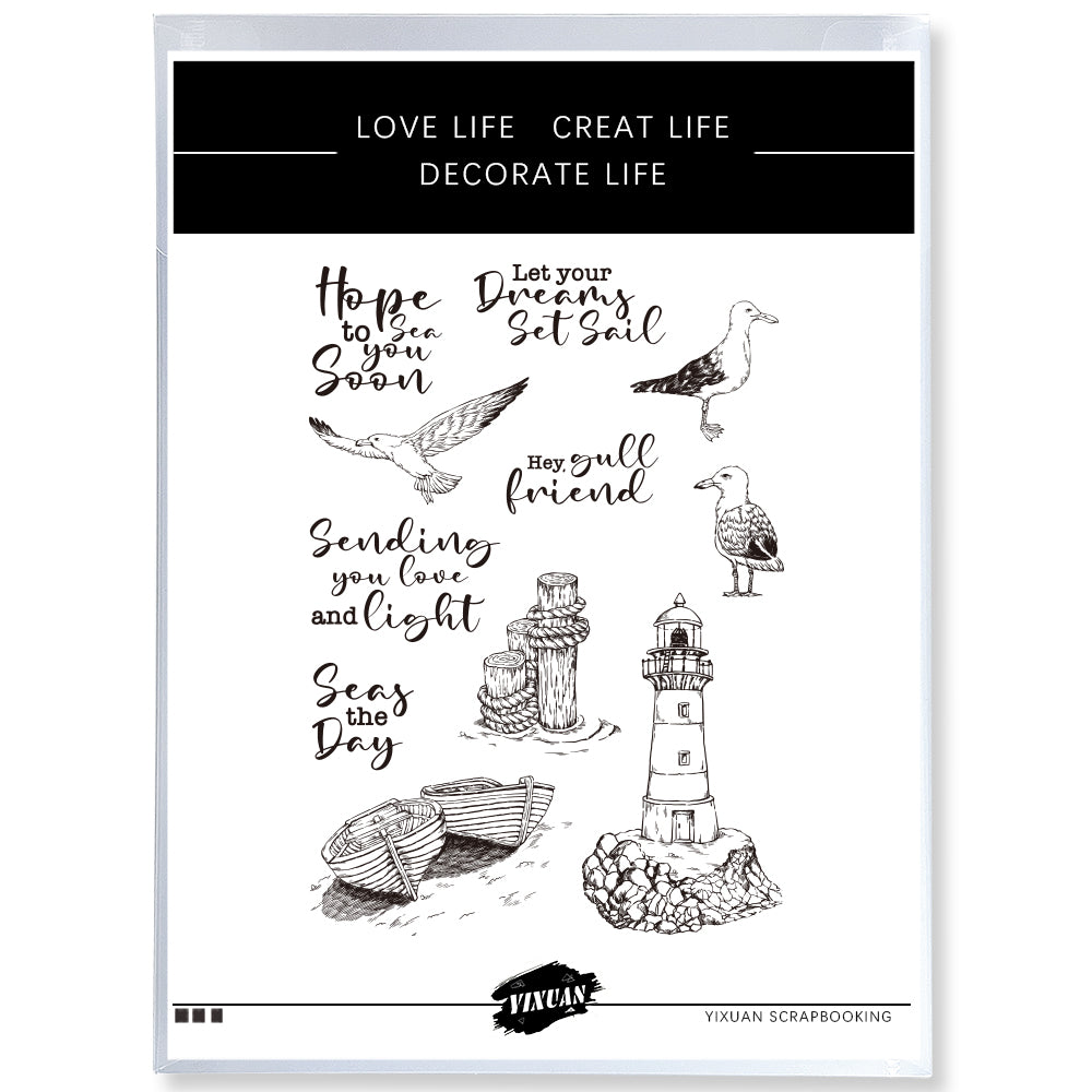 Seagull And Lighthouse Cutting Dies And Stamp Set YX1026-S+D