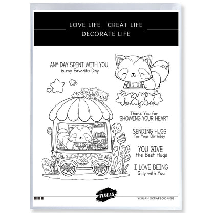 Cute Raccoon In Ice Cream Truck Cutting Dies And Stamp Set YX1174-S+D