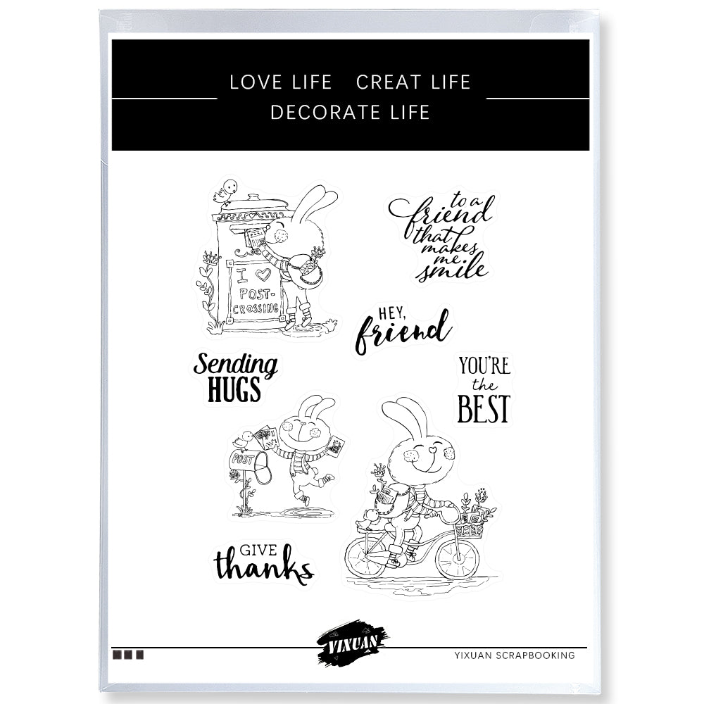 Cute Post Rabbits And Post Box Clear Stamp YX541-S