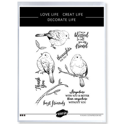 Cute Fatty Sparrow Birds Cutting Dies And Stamp Set Autumn Winter Series YX675-S+D