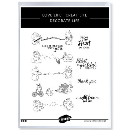 2022 Winter Penguins And Hearts Cutting Dies And Stamp Set YX574-S+D
