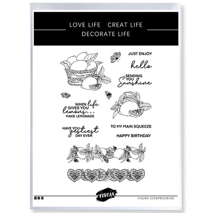 Spring Series Baskets Of Lemons Cutting Dies And Stamp Set YX1074-S+D