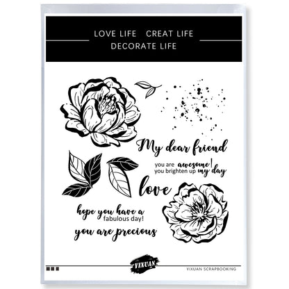 Spring Series Blooming Flowers Peony Cutting Dies And Stamp Set YX1150-S+D