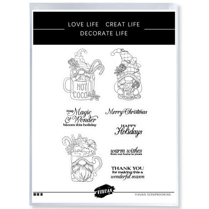 Kawaii Christmas Gnome Cutting Dies And Stamp Set YX763-S+D