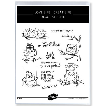 Christmas Series Cute Cartoon Owls Cutting Dies And Stamp Set YX590-S+D