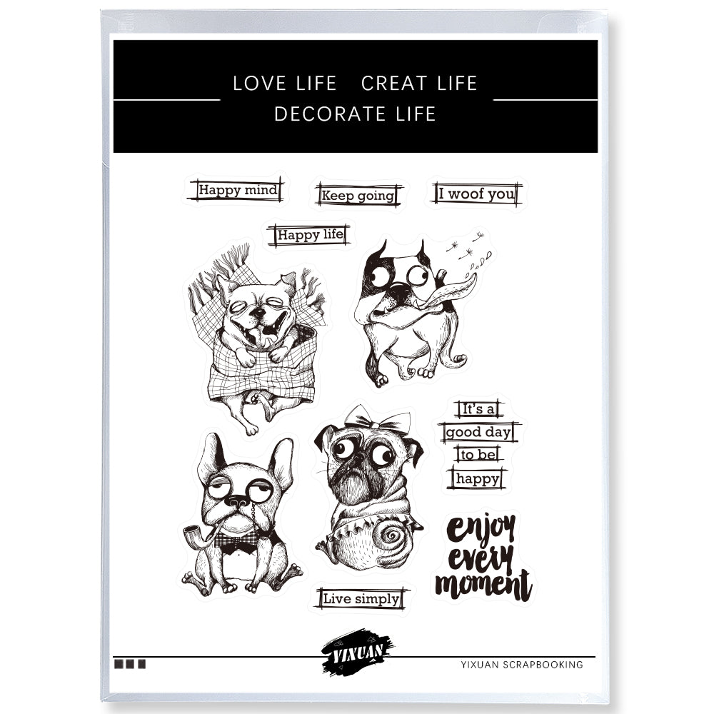 Cartoon Cute Pet Funny Dogs Cutting Dies And Stamp Set YX886-S+D