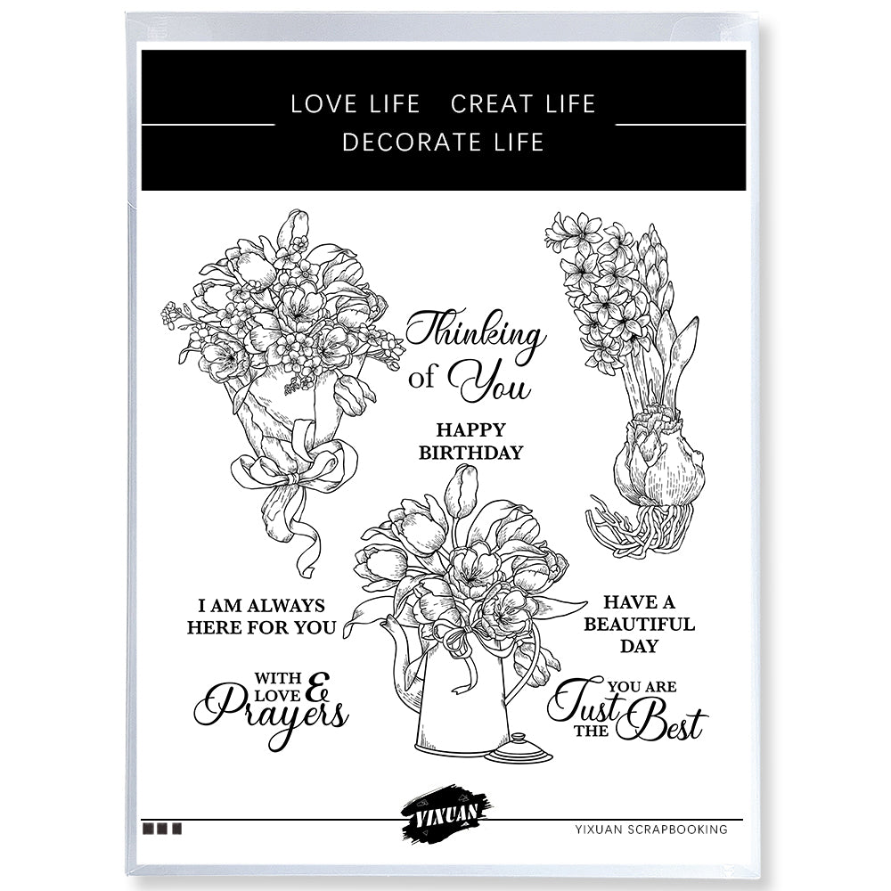 Bunches Of Flowers In Vase Home Decor Cutting Dies And Stamp Set YX1158-S+D