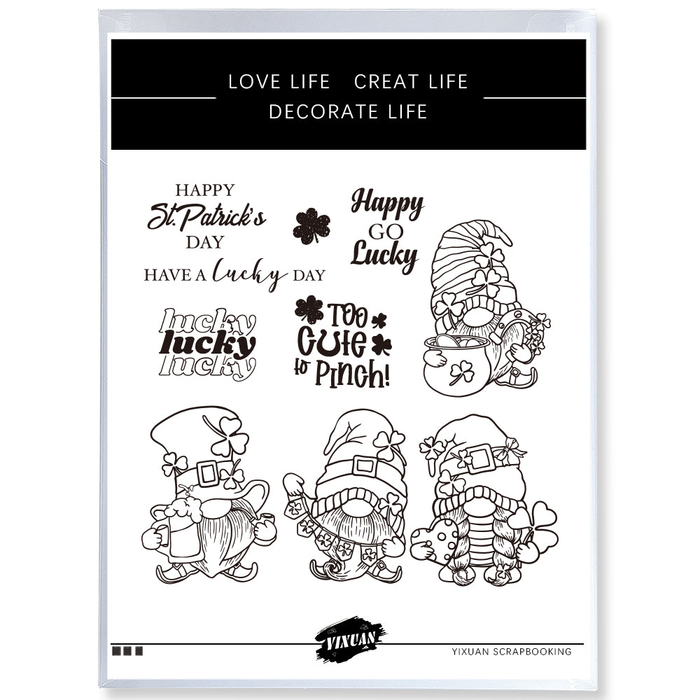 Happy ST.Patrick Day Cute Gnome Clear Stamp YX1000-S
