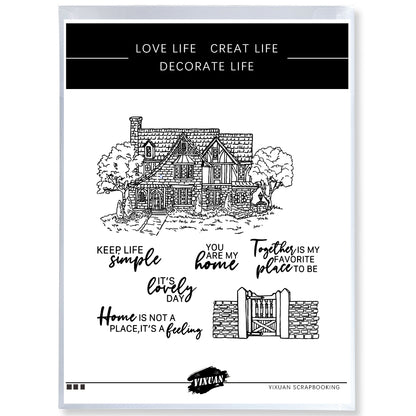 Big House Home With Courtyard Cutting Dies And Stamp Set YX1086-S+D