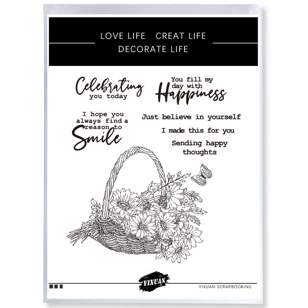 Spring Series Flower Basket And Butterfly Clear Stamp YX950-S