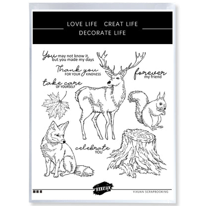 Nature Forest Animals Fox Deer Squirrel Cutting Dies And Stamp Set YX1176-S+D