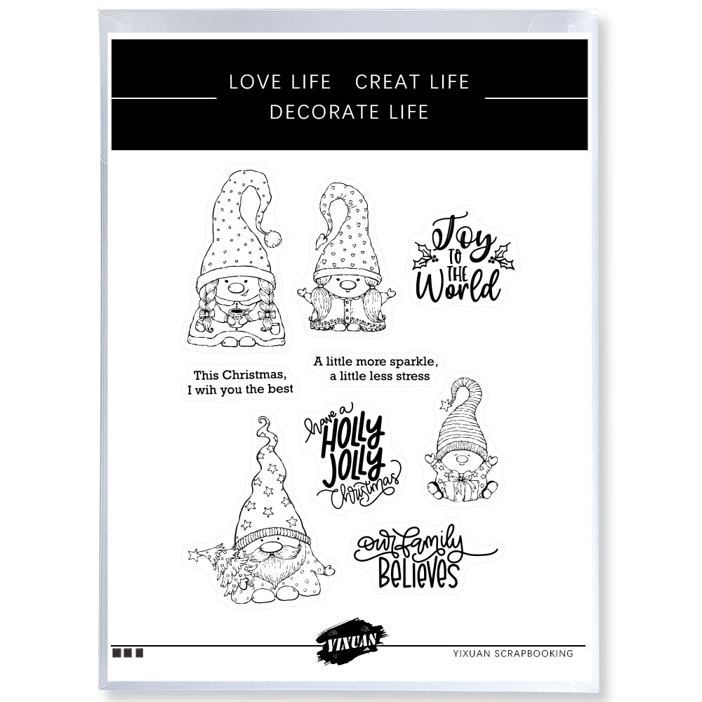 Christmas Cute Family Gnome Cutting Dies And Stamp Set YX812-S+D