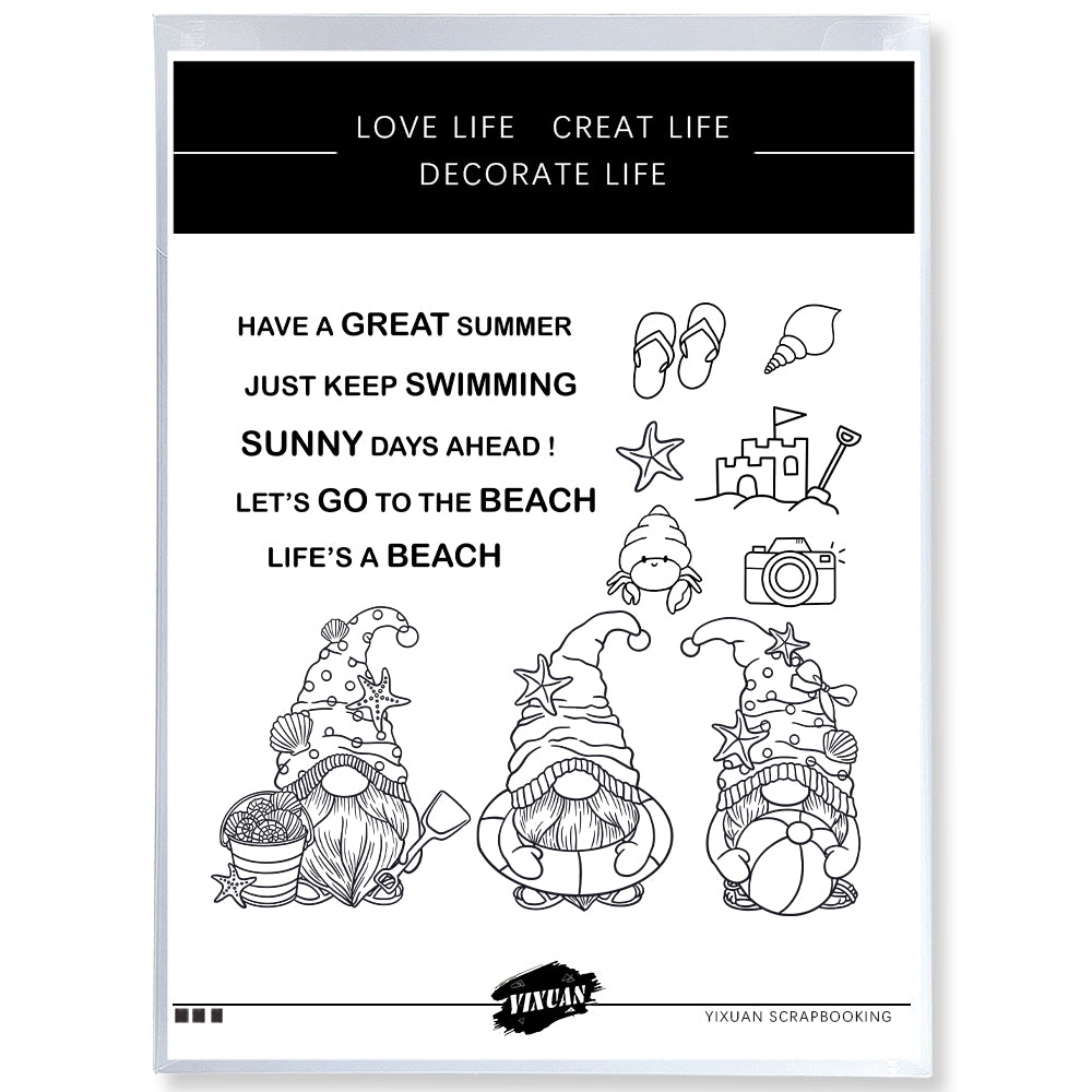 Cute Summer Beach Gnomes Cutting Dies And Stamp Set YX1144-S+D